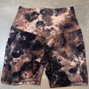 lululemon athletica Black and Brown Tie-Dye Bike Shorts